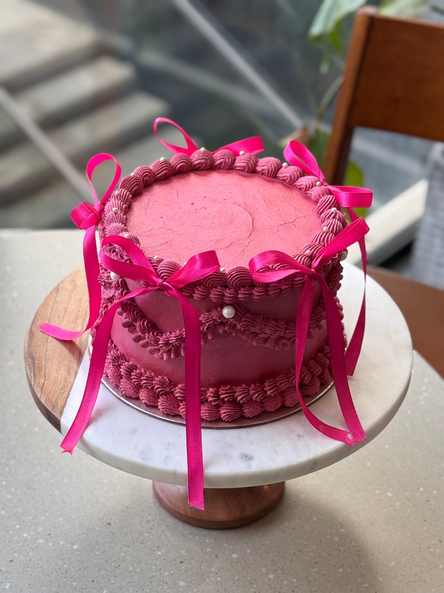 Pink ribbon cake