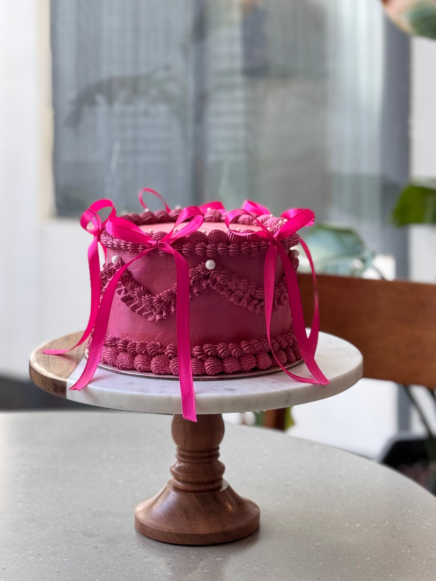 Pink ribbon cake